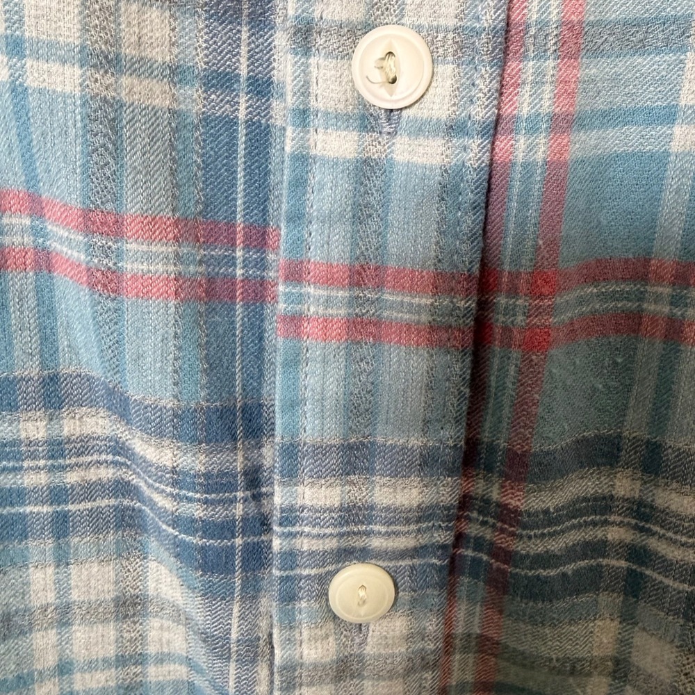 Faherty Cotton Flannel Button Down Collared Mens Shirt (XXL) Blue Lightweight - Picture 8 of 11